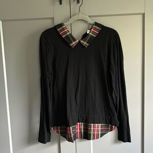 J.Crew • Sweater Top with Plaid Collar